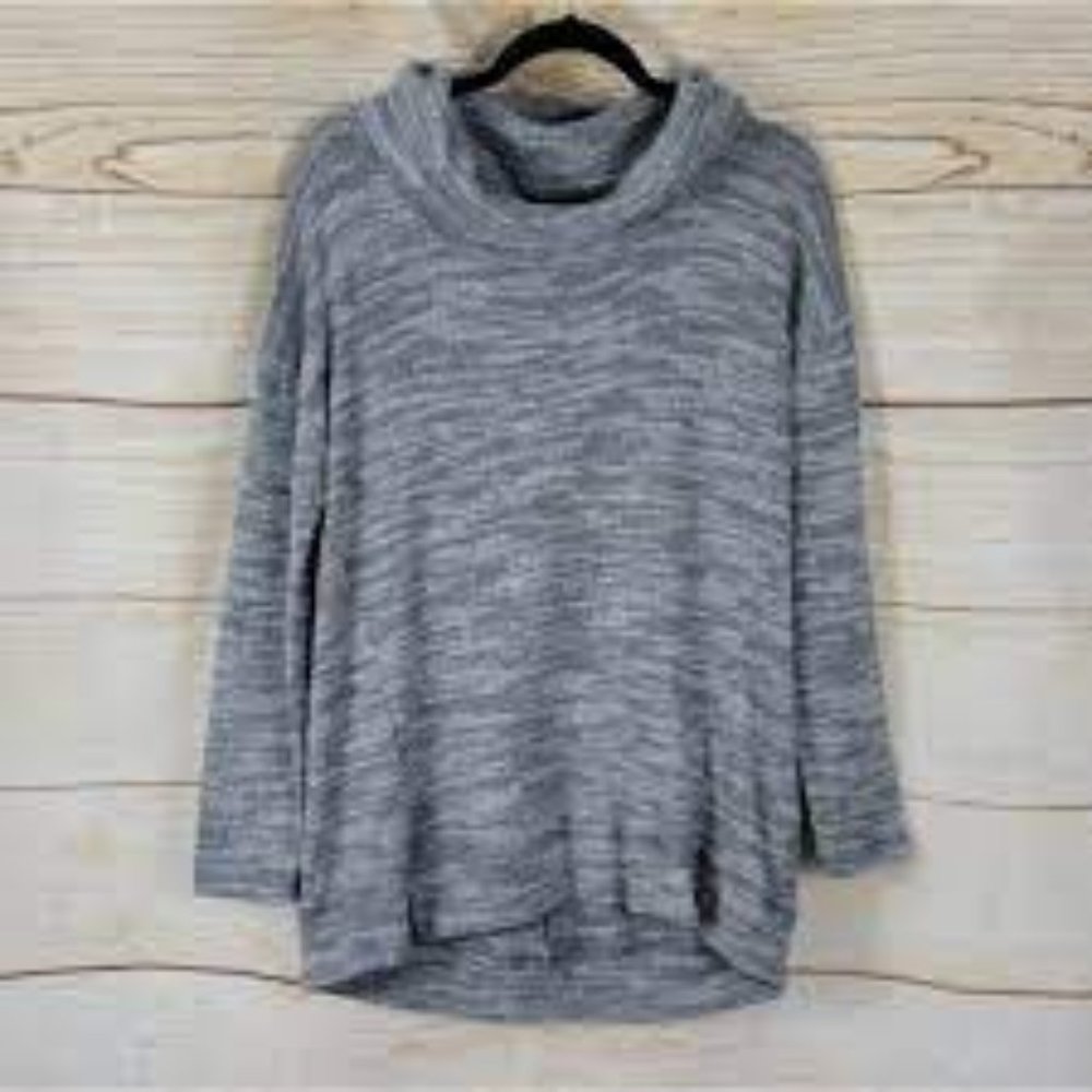 Aerie Cowl Neck Sweater‎ Gray & White Marled Sz S - EUC